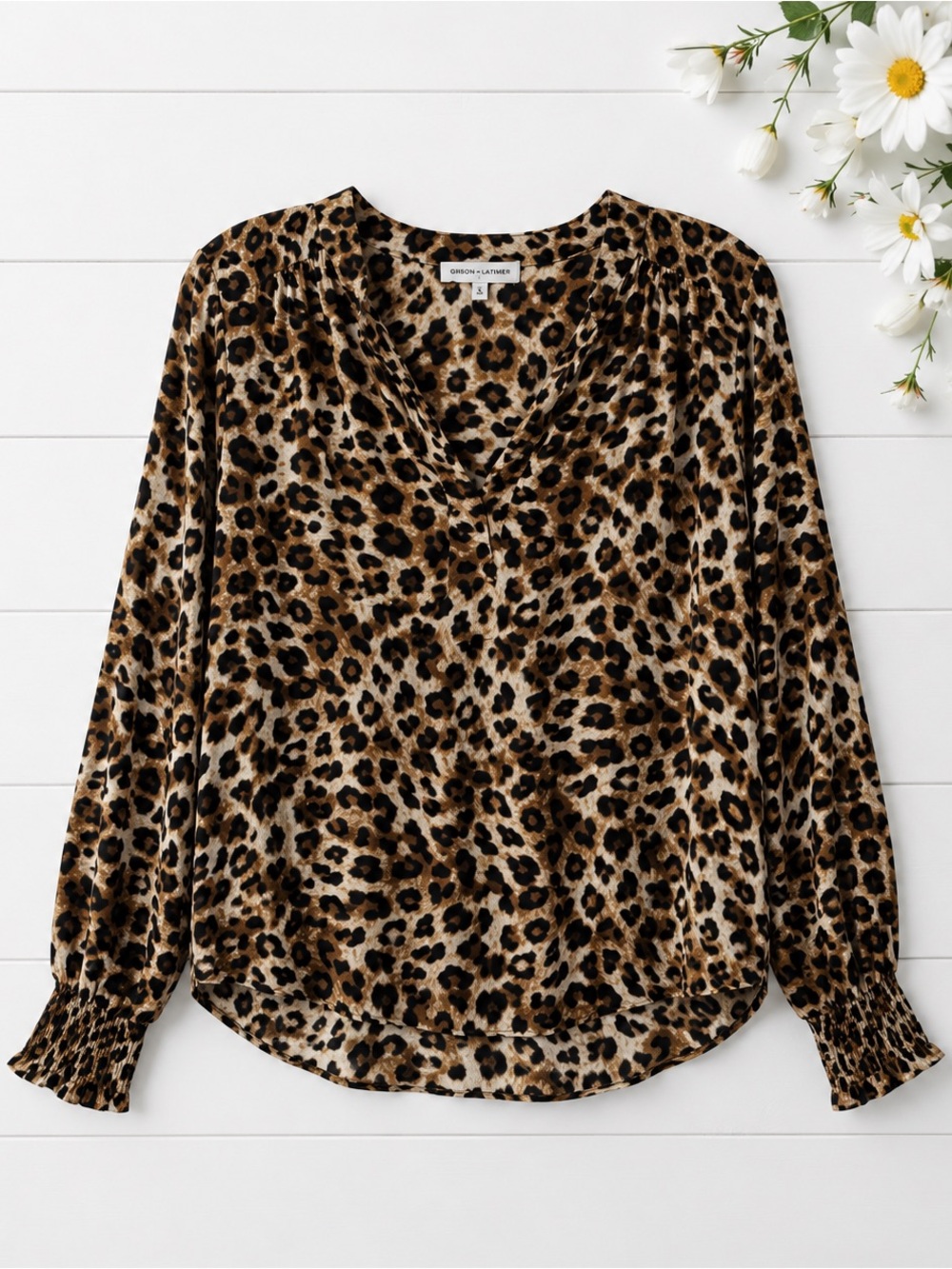 Gibson & Latimer Leopard Print Blouse mob wife biker artsy style